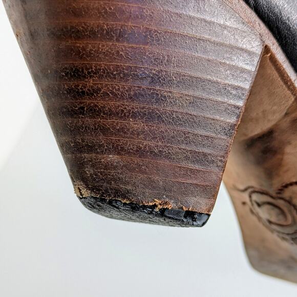 Charlie 1 Horse Shoes Womens 8.5 Black Mules Heels Leather Cowboy Slip On Pointy - Picture 15 of 16